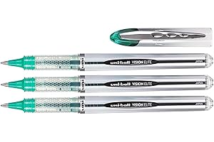 UNI-BALL Vision Elite UB200 - Set di 3 rulli a inchiostro liquido, punta media, 0,8 mm, colore: verde