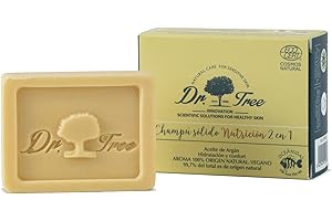 Dr. Tree Champú Sólido 2 En 1 Nutrición, Champú + Acondicionador Ecológico, Cabello Dañado Y Quebradizo, Sin Sulfatos SLE y SLS, Sin parabenos, Sin siliconas, Ecocert