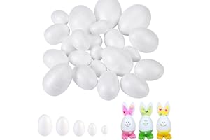 QIUMING 100PCS uova di polistirolo in 5 Misure Uova di Pasqua in Polistirolo Palle di Polistirolo da Decorare Sfere Di Polistirolo Sfere Di Polistirolo per Progetti di Artigianato Fai Te (Bianca)