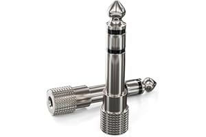 deleyCON 2x przejściówka do gniazda audio stereo 6,3mm wtyczka jack do 3,5mm przejściówka do gniazda audio hi-fi jack przejściówka odbiornik słuchawki do kina domowego srebrna