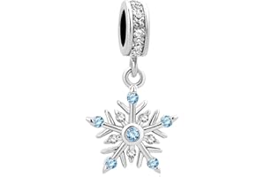 LSxAB Sparkling Christmas Frozen Snowflake Charm Compatible with Pandora Bracelets and Necklaces