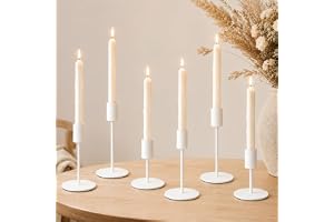 Set med 6 ljusstakar av metall, ljusstakar, stavljus, 16/14/8,5 cm, 3 olika höjder, ljusstakar för bröllop, bordsdekoration