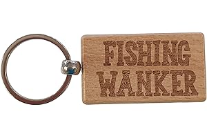 Decalarama Fishing Keyring Gift - Fishing Wanker - Cute Engraved Wooden Angling Key Fob Fun Novelty Nice Custom Present
