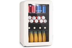 Klarstein Kühlschrank 70L, Kleiner Kühlschrank mit 3 Herausnehmbare Ablagen, Leiser Mini Kühlschrank mit Glastür, Getränkekühlschrank Klein, Outdoor Geeignet, Biersafe für Flaschen, 0-10°C