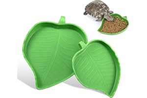 UESLWSER 2Pcs Tortoise Water Bowls Reptile Feeding Dish Leaf Shape Reptile Food Water Bowl Feeding and Water Dish Reptile Accessories Tortoise Water Dish Tortoise Cage Accessories