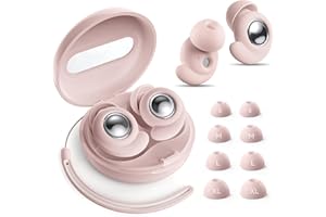 BLISSWELL Ear Plugs for Sleep – 45dB Noise Cancelling Silicone Earplugs for Sleeping, Hearing Protection,Working & Travel – 8 Ear Tips in 4 Sizes S/M/L/XL (Pink)