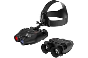 GTMEDIA Óculos de visão noturna montados na cabeça, binóculos digitais infravermelhos recarregáveis de 984 pés, Zoom Digital 5X, cartão TF de 16 GB