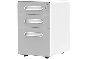 YITAHOME 3-Drawer Rolling File Cabinet, Metal Mobile File Cabinet with Lock, Filing Cabinet Under Desk fits Legal/Letter/A4 Size for Home/Office, Fully Assembled, Gray and White