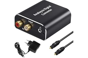 Tihokile Convertisseur Analogique vers Numérique, Adaptateur Jack 3,5 mm et Stéréo L/R RCA vers SPDIF Coaxial Toslink Compatible pour HDTV PS3 Blu Ray DVD Sky Fire TV Box