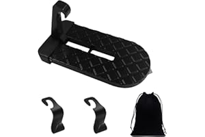 TIMJJG 1 Stück Auto Türpedal,2 Haken,1 Aufbewahrungstasche,Klappbarer Auto Türpedal,Türstufe Trittbretter mit U Haken Verriegelung,Geeignet für die meisten Modelle, Familienauto, Wohnmobil (Schwarz)
