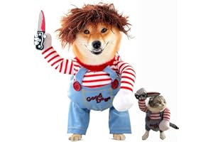 AMBMPM Costumes d'halloween pour Chiens et Chats, Vêtements Tenue Deadly Doll pour Animaux, Costume drôles pour Chiens pour Halloween, Noël, fêtes, Cosplay (S)