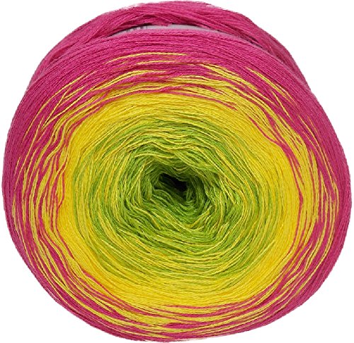 Rellana Regenbogen Bobbel – 200 g Farbverlaufswolle ideal für Tücher 21 pink-gelb-grün - 2