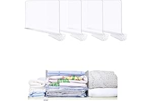 Hyacinthy 4 Pièces Separateur Etagere en Acrylique,Transparent Séparateurs d'étagère Armoire pour Chambre Cuisine, Organisateur de Placard, Rangement Placard Vetement pour Sac à Main Serviettes Livres