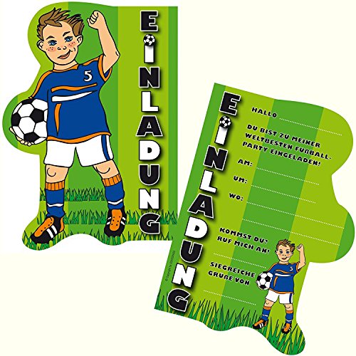 42-teiliges Party-Set * FUSSBALL * mit Pappteller + Servietten + Pappbecher + Einladungskarten für Kindergeburtstag // Teller Becher Essen Pappe Geschirr Party Deko Dekoration Einweg Kinder Geburtstag Mottoparty - 5