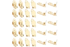 INGJIA 100 Pcs Clip para Pendientes en La Parte Posterior Convertidor de Pendientes Bandeja Trasera Plana Redonda Clips para Pendientes para No Perforar Pendientes DIY Fabricación de Joyas