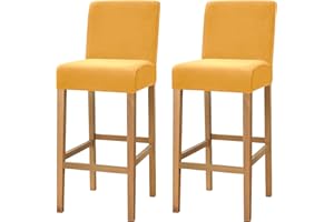 Dimatic Samt Plüsch Stuhl Abdeckung Theke Pub Bar Hocker Stuhl Slipcover für Esszimmer Cafe Barhocker Slipcover Möbelschutz Anti-Rutsch-Bezug mit elastischem Boden, 2er Set, Gold