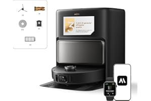 Mova V50 Ultra Complete Robot Aspirapolvere e Lavapavimenti, Potenza di Aspirazione da 24.000 Pa, con Svuotamento Automatico, Lavaggio Termico con Sistema Aoppia Soluzione, Sistema StepMaster, Nero