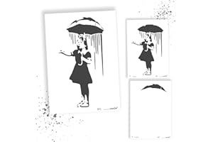 LaserCad BANKSY Streetart (B012, Umbrella Girl Nola (2 couches), pochoir DIN A4, pour graffiti, aérographe, art, décoration, peinture