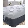 Starlight Beds Essentials Jump n Tac Small Shorty Memory Foam Mattress with Springs. 7.5 Inch Hybrid 2ft6 x 5ft9 Budget Mattress. Soft Mattress, Grey Border (75 x 175 x 19 cm)