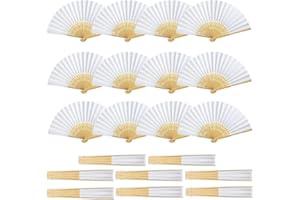 MAOOY 20 Stück Papierfächer Bambus Handfächer Weiß Faltbar Papierfächer Gäste Hochzeit Gastgeschenk Tanzfächer für Hochzeit Taufe, Geburtstag Party, Fest