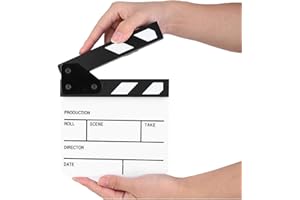 YUNIR Mini Film Clapperboard, 5.9 x 6.5in Acrylic Director Scene Clap Board, TV Movie Action Clapper Board Film Cut Prop, with Erasable Whiteboard Marker Pen