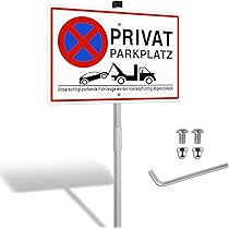 Privatparkplatz Schild Mit Pfosten - Parkverbot Schild 30x20 Cm