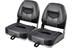 GYMAX Sedie per Barca, 2 Pezzi, Sedile Comodo di Schiuma, PVC e PP, Design Ergonomico e Pieghevole su Schienale e Sedile, Adatte all’Aperto, 50 x 52 x 42 cm (Nero)