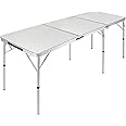 REQUISITE NEEDS Indoor Outdoor Folding Camping Table Picnic Table with Adjustable Height, Aluminium Foldable Portable for Kitchen Garden Party Compact Small BBQ Picnic Table (6ft)