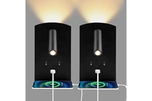 UENNM Lampada da parete a LED, lampada da lettura sul comodino con interruttore, porta di ricarica USB, applique da parete per interni, applique da parete con rotazione a 360°, lampada da comodino 12W