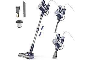 YISORA Aspirapolvere con Filo, Scopa Elettrica con filo 6 in 1 Aspirapolvere e Aspira Briciole, 23kPa 600 W, Lunghezza Cavo 6m, Senza sacco, per Pavimenti duri, tappeti, peli di Animali Domestici (I8