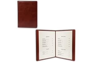 GLIMVILO Porte-menu et dossier de présentation en similicuir PU – Format A4/A5 – 4 pages, 8 vues – Pochettes PVC transparentes – Idéal pour restaurants, hôtels, mariages et bureaux