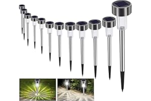 Lampe Solaire Jardin Exterieure au Sol Bawoo 12pcs Lampes Jardin Etanche Lampe Sans Fil LED Décoration Eclairage Solaire Extérieur Blanche Froide Pour Chemins Pelouse Automatique Rechargeable