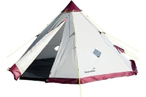 Skandika Camping Tent Tipi 300/301 | Tent for 12 people, without/with sewn-in groundsheet, waterproof, mosquito net, 3 m peak height, 5.5 m diameter | wigwam, tepee, festival tent, outdoor