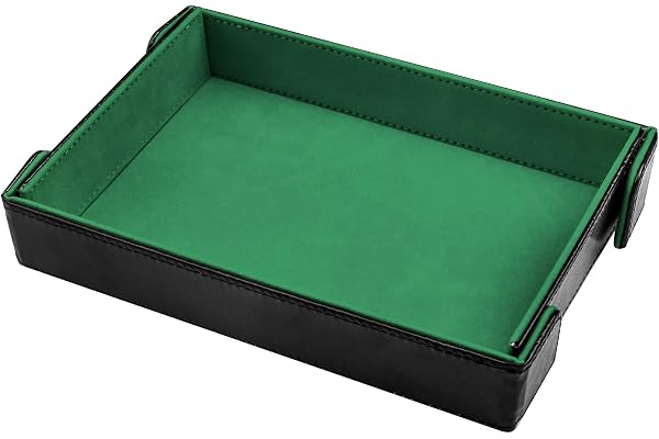 SIQUK Plateau de Dés Magnétique Piste de Dés Pliable Rectangulaire Dice Tray pour DND RPG Jeux de Table, Vert
