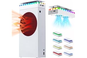 Mcbazel Xbox Series S Ventilateur de Refroidissement Housse Anti-Poussière avec 7 Effets d'éclairage RVB, Support 3 Vitesses/USB Data Transfer/Charging Port Dual Cooler pour Xbox Series S - Blanc