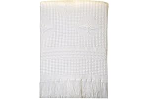 BabyPrem Couverture/châle pour bébé en Acrylique Doux Motifs étoiles 122 X 122 cm Blanc