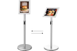 FoxRose Infoständer DIN A4 210x297mm Höhenverstellbar Edelstahl informationsständer Aufsteller Kundenstopper Plakatständer Präsentationsständer Werbeständer (Silber, A4)