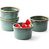 Soufflé Dishes Set of 4, 10oz Baking Dishes Ramekins, Baking Sets for Custard, Pudding, Souffle Cups, Oven/Dishwasher Safe, R