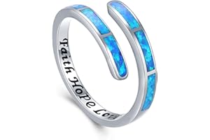 TWOOWL Glaube Liebe Hoffnung/Ich kann alles machen Ring 925 Sterling Silber Opal Ring Schmuck Verstellbarer Ring Damen Mädchen Frauen