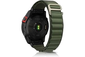 ZoRoll 26mm QuickFit Pasek do Garmin Fenix 7X/Fenix 6X GPS/Fenix 6X PRO/5X GPS/5X Plus, Regulowana bransoletka nylonowa z hakiem G Pasek zamienny do Garmin Descent mk1/mk2/mk2i - Zielony, nowoczesny