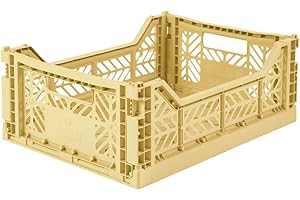 AYKASA Ay-Kasa, cassetta pieghevole, stabile, in plastica, impilabile, banana, M (40 x 30 x 14 cm)
