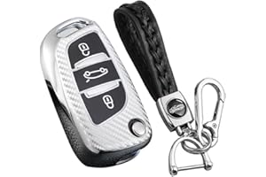 KUNIO Składane etui na kluczyki samochodowe pasuje do Citroen C4L C2 C3 C4 C5 DS3 DS4 DS5 DS6 pasuje do Peugeot 107 207 307 308 TPU etui ochronne Cover breloczek do kluczy etui na klucze, 3 przyciski, srebrne