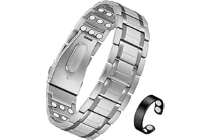 Cigmag Magnetic Bracelet Men Ultra Strength Magnet Pure Titanium Three Row with Adjustable Tool & Present Box