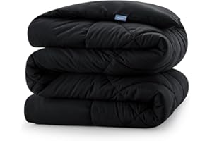 CozyLux Podwójna kołdra 240 x 260 cm na 4 pory roku, jesienno-zimowa kołdra z włókna 300 g/m², miękka i oddychająca kołdra z mikrofibry, 260 x 240, czarna