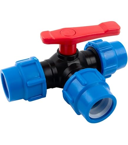 Robinet à Boisseau Sphérique PVC 32mm Avec Raccords à Compression - Pour Tuyaux Polyéthylène - Jardin, Irrigation