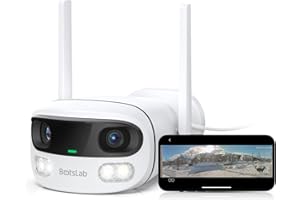 BOTSLAB Security Camera Outdoor, 4MP WiFi Dual Lens Camera Wired for Home Security, 170° Ultra-Wide Angle, Color Night Vision, Person/Vehicle Detection, 2.4/5GHz WiFi, Waterproof IP66