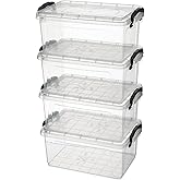 Fit Organizer Şeffaf Saklama Kabı Seti, Kapaklı, Mandallı, 5 Lt, 31x20x14 cm, 4 Adet (4, ŞEFFAF, 5 LİTRE)