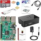 ABOX Raspberry Pi 3 Starter Kit with Pi 3 Model B Barebones Computer Motherboard 64bit Quad Core,32G Micro SD Card,HDMI cable,2.5A Power Supply,Black Case