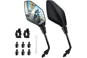 JIDAYOEU Rétroviseurs Latéraux de Moto, Rétroviseur Moto, Universal 1 Paire Rétroviseurs Latéraux avec Embouts de Guidon Boulons Filetés M8 et M10, avec Embouts de Guidon 7/8", pour Scooter Motos Quad ATV