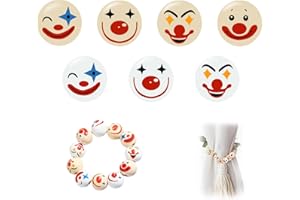 IFQKNUYL 70 Stück Holzperlen mit Gesicht 20mm, Lächelndes Gesicht Kopf Perlen mit Loch für Crafting Sorgenwürmchen, Glückswürmchen, Natürliche Runde Perlen Umfassen (Style2)